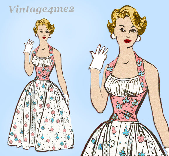 1950s Vintage Marian Martin Sewing Pattern 9120 Misses Rockabilly Sun Dress 29 B