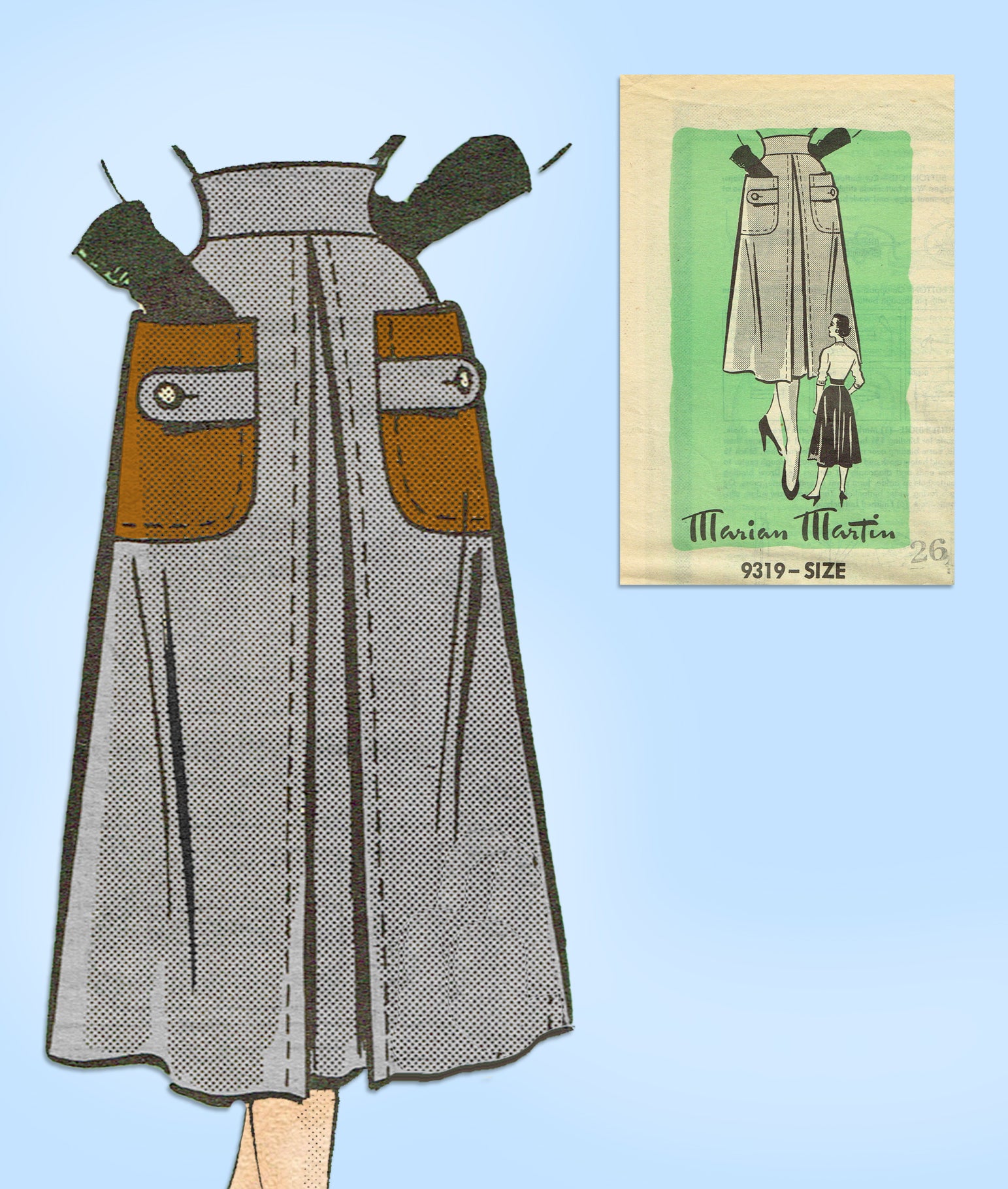 Marian Martin 9319: 1950s Misses Skirt Size 26W Vintage Sewing Pattern ...