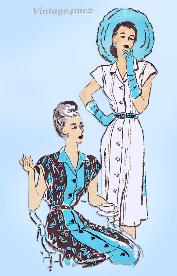 1940s Vintage Marian Martin Sewing Pattern 9322 Uncut Misses Day Dress Sz 40 B