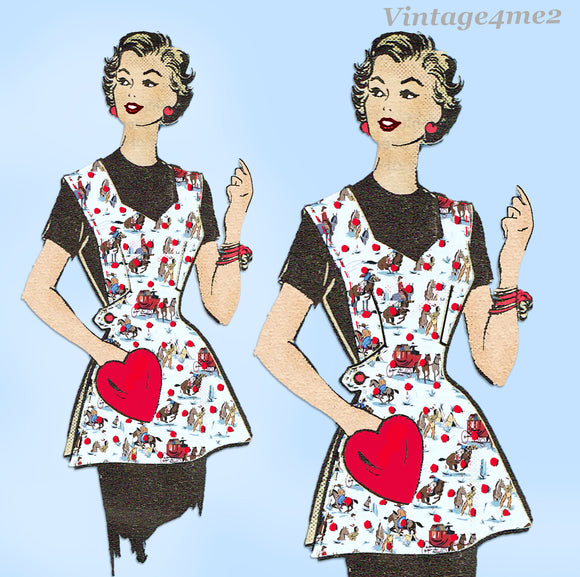 1950s Vintage Marian Martin Sewing Pattern 9343 Uncut Misses Apron Sz 36 Bust