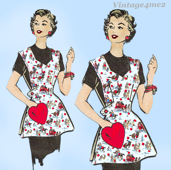 1950s Vintage Marian Martin Sewing Pattern 9343 Uncut Misses Apron Sz 36 Bust