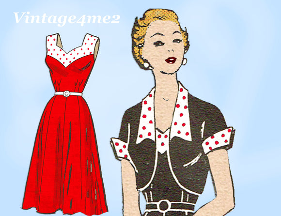 Marian Martin 9360: 1950s Misses Sun Dress & Jacket 34B Vintage Sewing Pattern