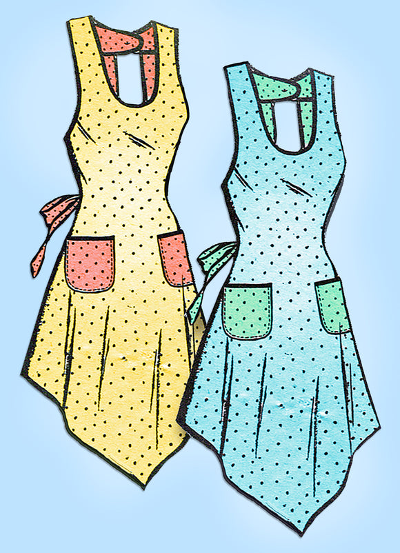 1940s Vintage Marian Martin Sewing Pattern 9449 Misses Farm Kitchen Apron Sz MED