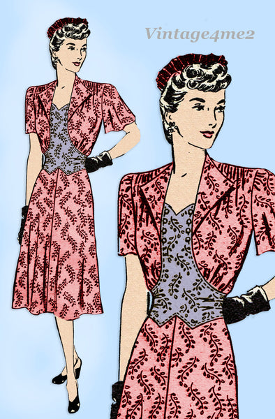 Marian Martin 9993: 1940s Uncut Misses Street Dress 38B Vintage Sewing Pattern