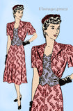 Marian Martin 9993: 1940s Uncut Misses Street Dress 38B Vintage Sewing Pattern