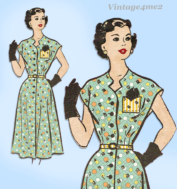 Marian Martin R9179: 1950s Charming Misses Dress Sz 34 B Vintage Sewing Pattern