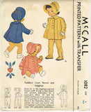 1940s Original Vintage McCall Pattern 1082 Baby Girls Heirloom Coat & Bonnet Sz1