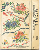 1940s Vintage McCall Embroidery Transfer 1085 Uncut Floral Pillowcases - Vintage4me2