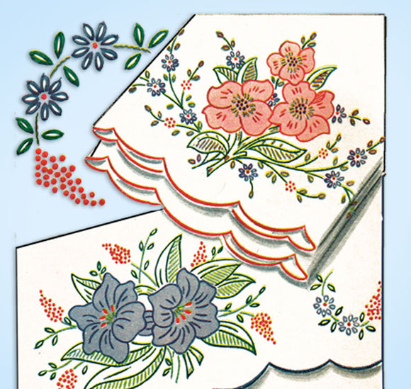 1940s Vintage McCall Embroidery Transfer 1085 Uncut Floral Pillowcases - Vintage4me2