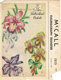 1940s Vintage McCall Kaumagraph Embroidery Transfer 1213 Uncut Orchid Trims