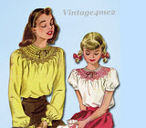 McCall 1221: 1940s Uncut WWII Girls Smocked Blouse Sz 8-10 Vintage Sewing Pattern