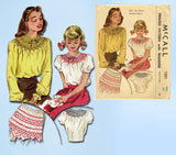 McCall 1221: 1940s Uncut WWII Girls Smocked Blouse Sz 8-10 Vintage Sewing Pattern