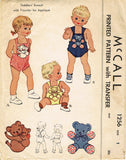 McCall 1256: 1940s Cute Baby Romper or Sunsuit Size 1 Vintage Sewing Pattern - Vintage4me2