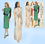1940s Vintage McCalls Sewing Pattern 1353 Misses Evening Gown w Smocked Waist Fits All
