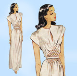 1940s Vintage McCalls Sewing Pattern 1353 Misses Evening Gown w Smocked Waist Fits All