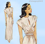 1940s Vintage McCalls Sewing Pattern 1353 Misses Evening Gown w Smocked Waist Fits All