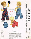 1940s Vintage McCall Sewing Pattern 1465 Toddler Boys Overalls w Puppy Toy Size 1