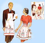 1940s Vintage McCall Sewing Pattern 1481 Cute Mr and Mrs Apron Set Fits ALL