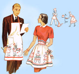 1940s Vintage McCall Sewing Pattern 1481 Cute Mr and Mrs Apron Set Fits ALL