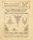 1920s Rare McCall Embroidery Transfer 1496 Embroidered Flapper Dress Trims
