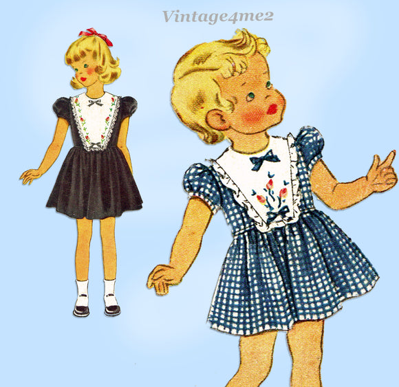 McCall's 1559: 1950s Sweet Toddler Girls Dress Size 6 Vintage Sewing Pattern