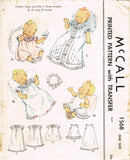 McCall 1568: 1950s Sweet Infant Christening Layette Set Vintage Sewing Pattern