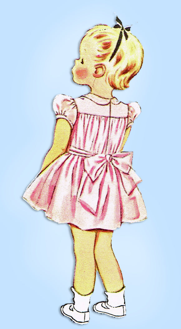 McCall 1615: 1950s Cute Toddler Girls Smocked Dress Sz 4 Vintage Sewing Pattern