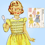 McCall 1615: 1950s Cute Toddler Girls Smocked Dress Sz 4 Vintage Sewing Pattern