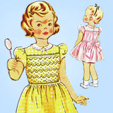 McCall 1615: 1950s Cute Toddler Girls Smocked Dress Sz 4 Vintage Sewing Pattern