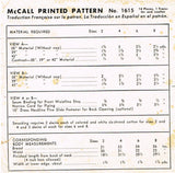 McCall 1615: 1950s Cute Toddler Girls Smocked Dress Sz 4 Vintage Sewing Pattern