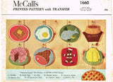 1950s Vintage McCall Embroidery Transfer 1660 Uncut Kitschy Potholders