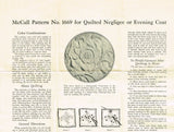 McCall's 1669: 1920s Quilted Negligee or Evening Coat Med Vintage Sewing Pattern