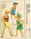 McCall 1686: 1950s Uncut Baby Boys Sports Romper Size 2 Vintage Sewing Pattern