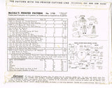 1950s Vintage McCalls Sewing Pattern 1720 Uncut 21in Sweet Sue Doll Clothes