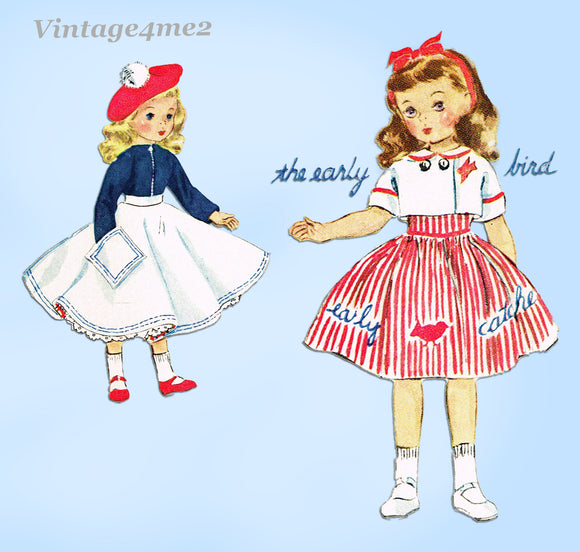 1950s Vintage McCalls Sewing Pattern 1720 Uncut 21in Sweet Sue Doll Clothes 