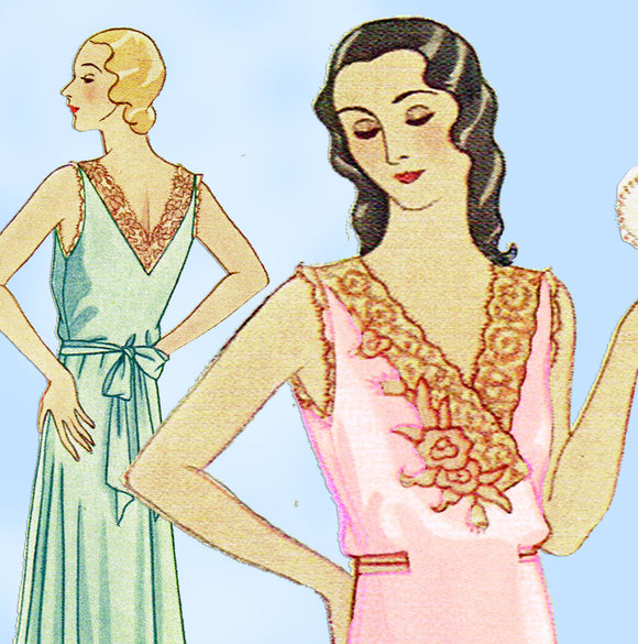 McCall 1839: 1930s Misses Embroidered Nightgown Size Sm Vintage Sewing Pattern - Vintage4me2