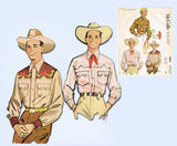 1950s Vintage McCall Sewing Pattern 1925 Mens Embroidered Western Shirt Size Med