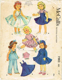 1950s Vintage McCalls Pattern 1983 Rare 19 to 20 in Sweet Sue Doll Clothes