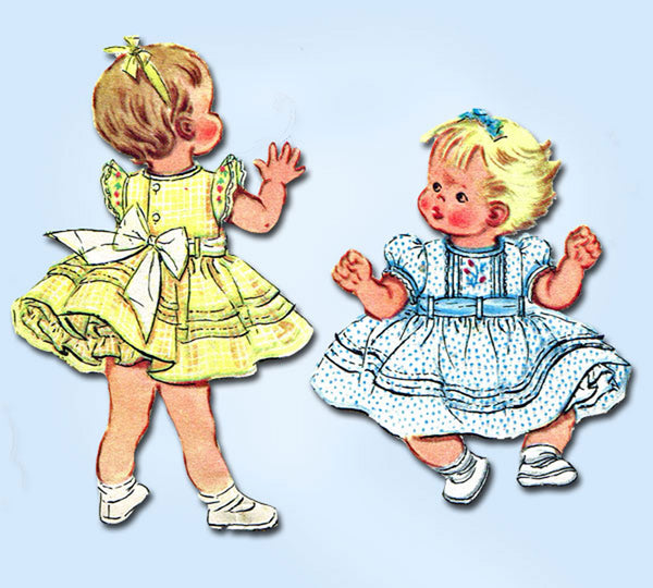 McCall 2022: 1950s Baby Dress and Slip Vintage Sewing Pattern Sz 1 Sweet Tucks - Vintage4me2