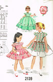 1950s Vintage McCalls Sewing Pattern 2139 Toddler Girls Dress or Gown Size 2