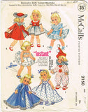 1950s Original Vintage McCalls Pattern 2150 Uncut Easy 7-8 Inch Ginny Doll Clothes