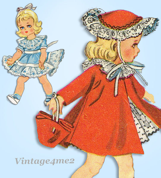 1950s Original Vintage McCalls Pattern 2150 Uncut Easy 7-8 Inch Ginny Doll Clothes