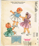 McCalls 2153: 1950s Darling Baby Girls Smocked Dress Sz 2 Vintage Sewing Pattern