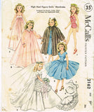 1950s Vintage McCalls Sewing Pattern 2162 20 Inch High Heel Revlon Doll Clothes
