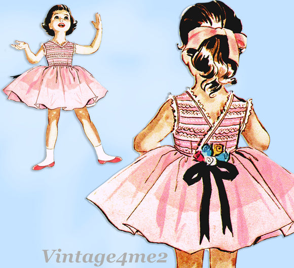 1950s Vintage McCalls Sewing Pattern 2204 Darling Toddler Girls Dress Size 6