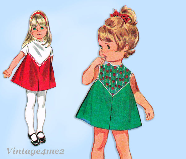 McCall 2219: 1960s Uncut Tiny Todddlers A-Line Dress Size 1 Vintage Sewing Pattern