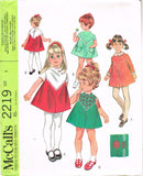 McCall 2219: 1960s Uncut Tiny Todddlers A-Line Dress Size 1 Vintage Sewing Pattern