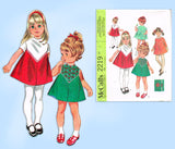 McCall 2219: 1960s Uncut Tiny Todddlers A-Line Dress Size 1 Vintage Sewing Pattern