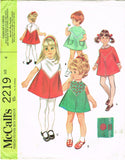 McCall 2219: 1960s Uncut Tiny Todddlers A-Line Dress Size 4 Vintage Sewing Pattern