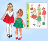 McCall 2219: 1960s Uncut Tiny Todddlers A-Line Dress Size 4 Vintage Sewing Pattern